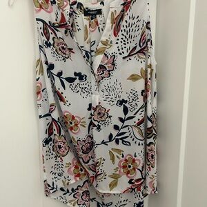 Premise Floral V-Neck Blouse - Pink, Gold, Black